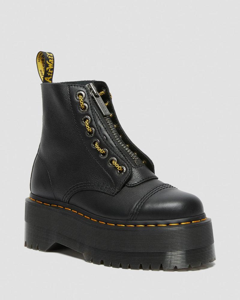 Botas Plataforma Dr Martens Sinclair Max Pisa Cuero Mujer Negros | MX 526UZG